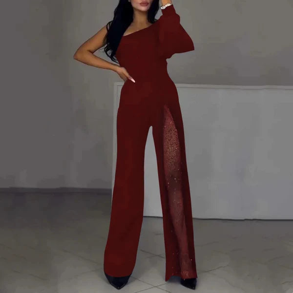 Glitzernder One-Shoulder-Jumpsuit