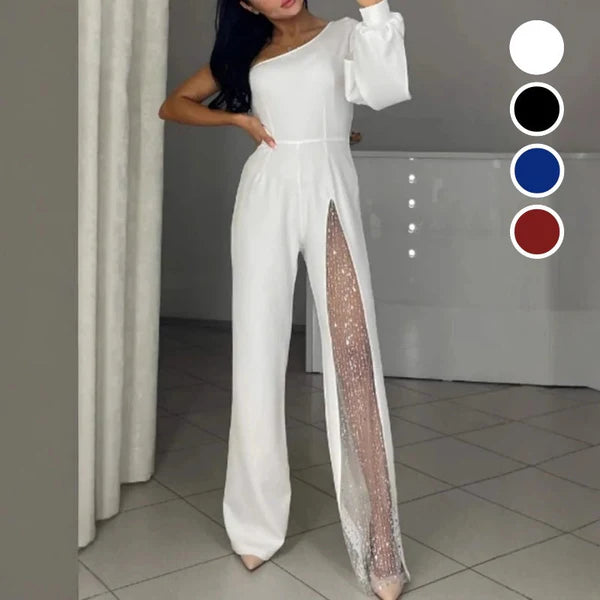 Glitter One-Shoulder Jumpsuit